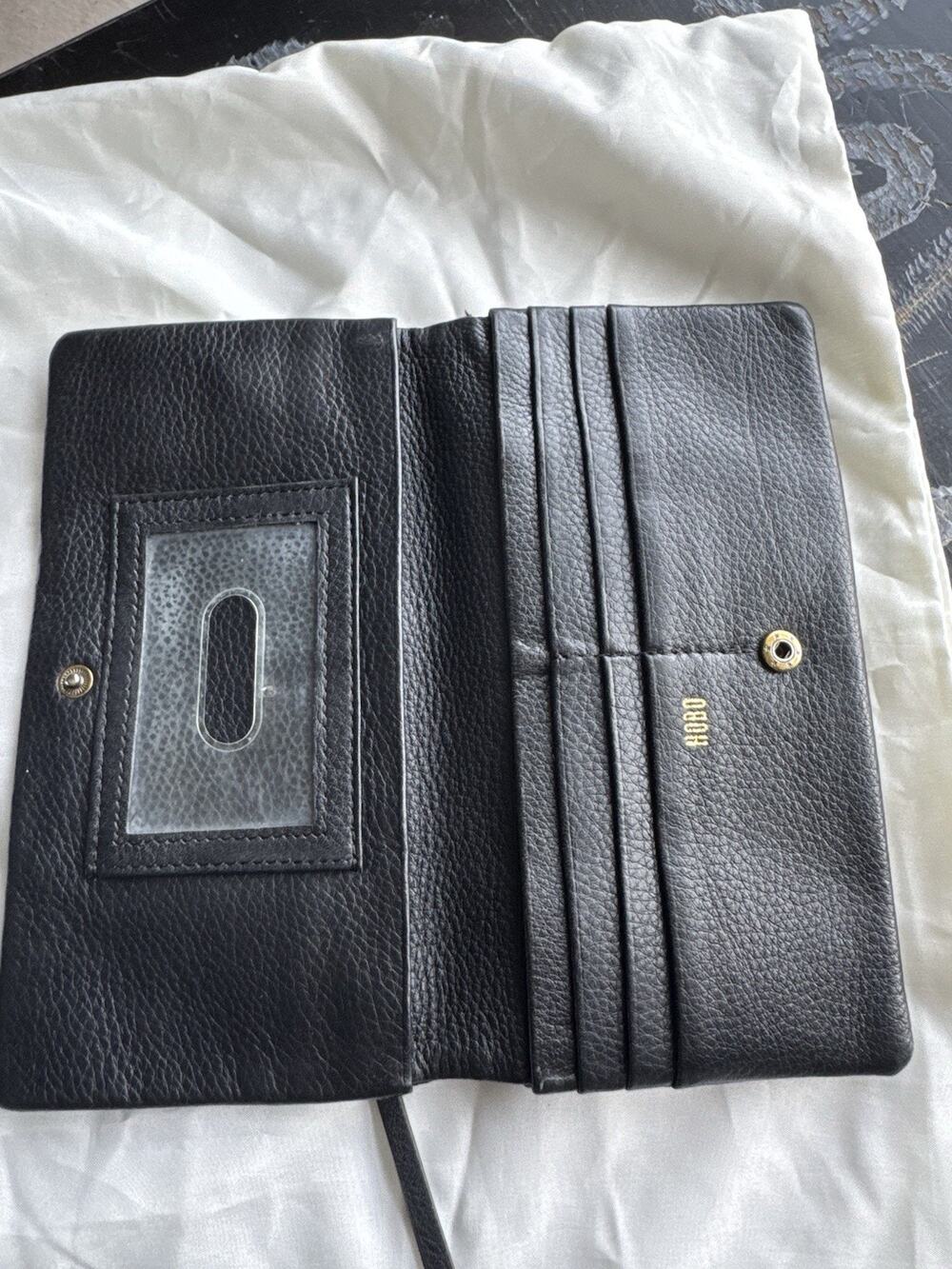 Hobo Black Wallet Clutch Double Fold